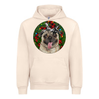 Sandshell Christmas Pug With Buffalo Plaid Urban Hoodie - RanaPortraitStore