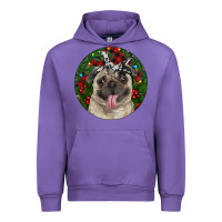 Tulip Christmas Pug With Buffalo Plaid Urban Hoodie - RanaPortraitStore
