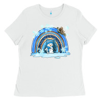 White winter   rainbow and snowman Ladies Tee - AdoDesignShop