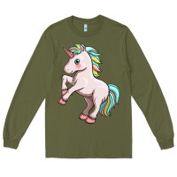 Army Green cute unicorn Long Sleeve Tee - FaDigitalArtStudio