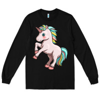 Black cute unicorn Long Sleeve Tee - FaDigitalArtStudio