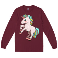 Burgundy cute unicorn Long Sleeve Tee - FaDigitalArtStudio