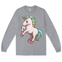 Heather Grey cute unicorn Long Sleeve Tee - FaDigitalArtStudio