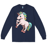 Navy cute unicorn Long Sleeve Tee - FaDigitalArtStudio