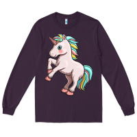 Plum cute unicorn Long Sleeve Tee - FaDigitalArtStudio