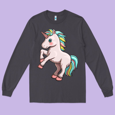 Cute Unicorn Long Sleeve Tee Designed By Fadigitalartstudio