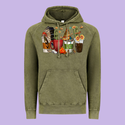 Vintage Hoodie coffee cups indian headdress