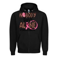 Black nobody fights alone #tacklecancer Zipper Hoodie - JahusDesignShop