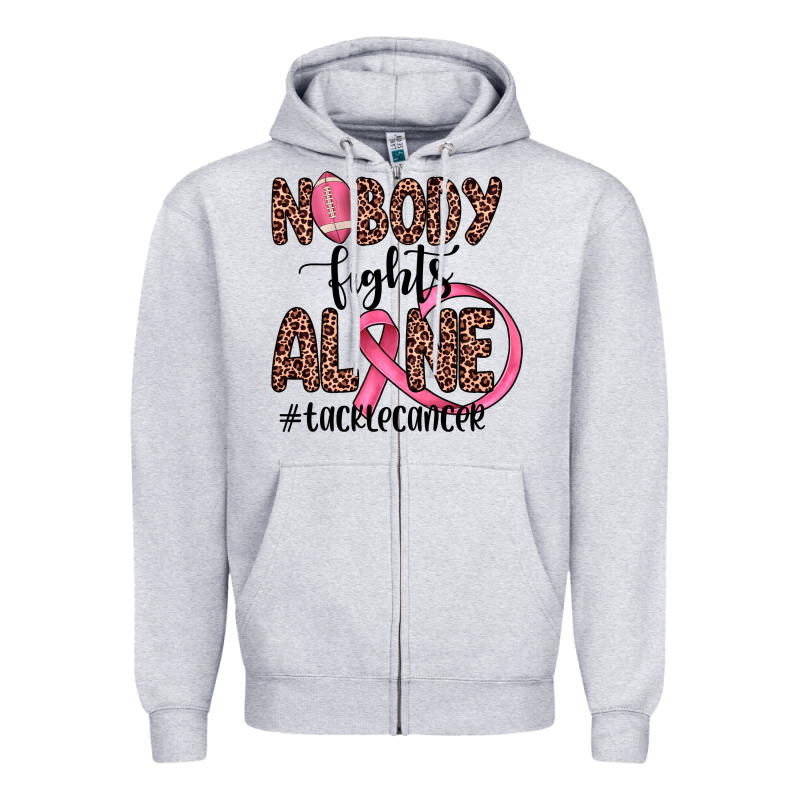 Nobody Fights Alone #tacklecancer Zipper Hoodie by JahusDesignShop | Teevron