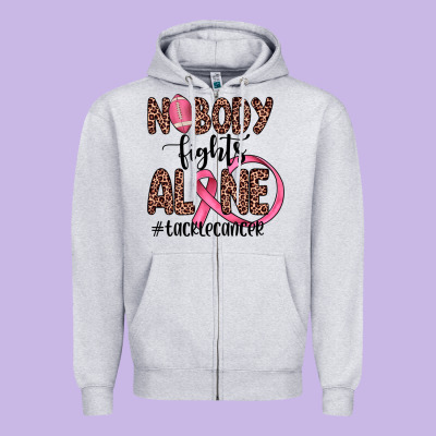Nobody Fights Alone #tacklecancer Zipper Hoodie Designed By Jahusdesignshop