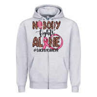 Heather Grey nobody fights alone #tacklecancer Zipper Hoodie - JahusDesignShop