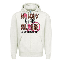 Oatmeal Heather nobody fights alone #tacklecancer Zipper Hoodie - JahusDesignShop
