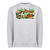 Heather Grey panda coffee cups Heavyweight Sweatshirt - Zillion Design Studio