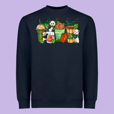 Panda Coffee Cups Heavyweight Sweatshirt Designed By Zillion Design Studio