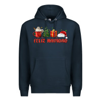 Navy feliz navidad Premium Hoodie - MaliasSmallBusiness