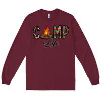 Burgundy camp life Long Sleeve Tee - CowhideDigitalArt