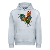 Heather Grey Christmas Lights Rooster Urban Hoodie - RanaPortraitStore