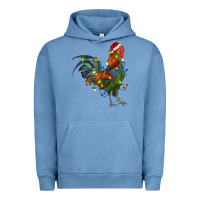Pigment Pebble Blue Christmas Lights Rooster Urban Hoodie - RanaPortraitStore