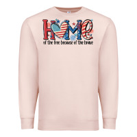 Pale Pink home of the free because of the brave Premium Sweatshirt - MaliasSmallBusiness
