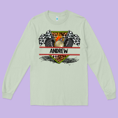 Custom Name Race Flag And Race Equipment Long Sleeve Tee Designed By Adodesignshop