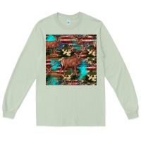 Matcha hunting deer american flag seamless pattern Long Sleeve Tee - HRA Design Shop