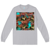 Moon Dust hunting deer american flag seamless pattern Long Sleeve Tee - HRA Design Shop