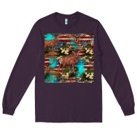 Plum hunting deer american flag seamless pattern Long Sleeve Tee - HRA Design Shop
