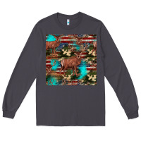 Smoke hunting deer american flag seamless pattern Long Sleeve Tee - HRA Design Shop