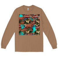 Toasted Coconut hunting deer american flag seamless pattern Long Sleeve Tee - HRA Design Shop