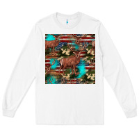 White hunting deer american flag seamless pattern Long Sleeve Tee - HRA Design Shop