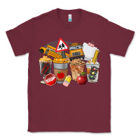 Burgundy School Bus Coffee Cups Classic Tee - FaDigitalArtStudio