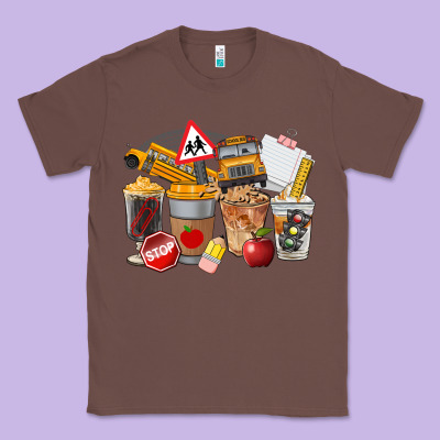 School Bus Coffee Cups Classic Tee Designed By Fadigitalartstudio