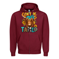 Burgundy can't be tamed longhaired cow Zipper Hoodie - Jasminsmagicworld