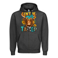 Charcoal Heather can't be tamed longhaired cow Zipper Hoodie - Jasminsmagicworld