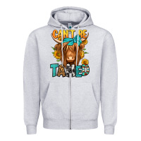 Heather Grey can't be tamed longhaired cow Zipper Hoodie - Jasminsmagicworld