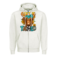 Oatmeal Heather can't be tamed longhaired cow Zipper Hoodie - Jasminsmagicworld