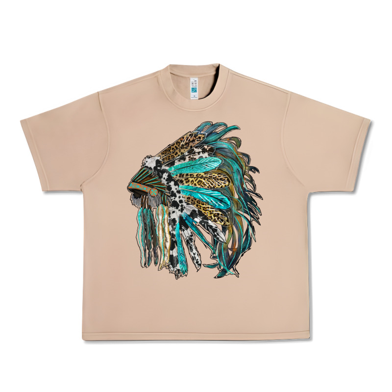 Indian Feather Headdress With Western  Patterns Urban Heavy Tee by RanaPortraitStore | Teevron