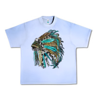 Grape Ice indian feather headdress with western  patterns Urban Heavy Tee - RanaPortraitStore