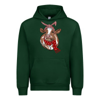 Forest Green Christmas Heifer With Scarf Urban Hoodie - RanaPortraitStore