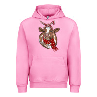 Fuchsia Pink Christmas Heifer With Scarf Urban Hoodie - RanaPortraitStore