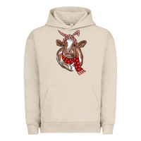 Pigment French Oak Christmas Heifer With Scarf Urban Hoodie - RanaPortraitStore