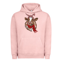 Pigment Salmon Christmas Heifer With Scarf Urban Hoodie - RanaPortraitStore