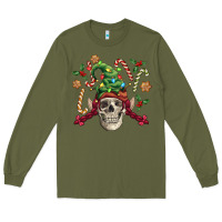 Army Green elf skull Long Sleeve Tee - FaDigitalArtStudio