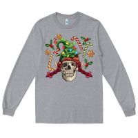 Heather Grey elf skull Long Sleeve Tee - FaDigitalArtStudio