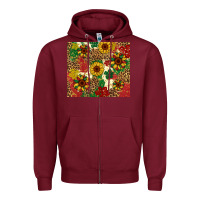 Burgundy juneteenth sunflowers Zipper Hoodie - Artiststas