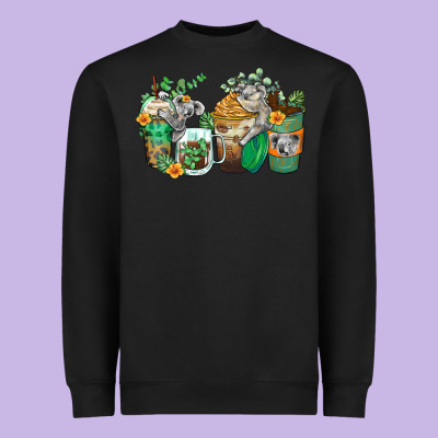 Koala Coffee Cups Heavyweight Sweatshirt Designed By Zillion Design Studio