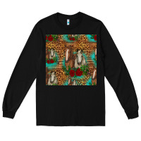 Black horses with roses seamless pattern Long Sleeve Tee - HRA Design Shop