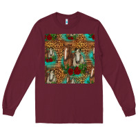 Burgundy horses with roses seamless pattern Long Sleeve Tee - HRA Design Shop
