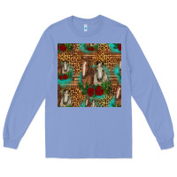 Colony Blue horses with roses seamless pattern Long Sleeve Tee - HRA Design Shop
