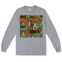 Heather Grey horses with roses seamless pattern Long Sleeve Tee - HRA Design Shop